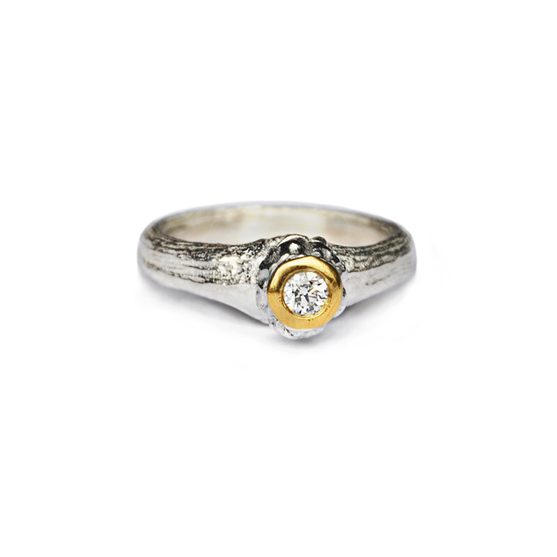 New Beginnings, sterling silver, 24ct gold, 3.5mm white diamond, 2013
