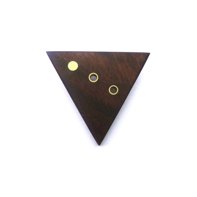 Triangle, brooch, african rosewood, brass, sterling silver, 2009