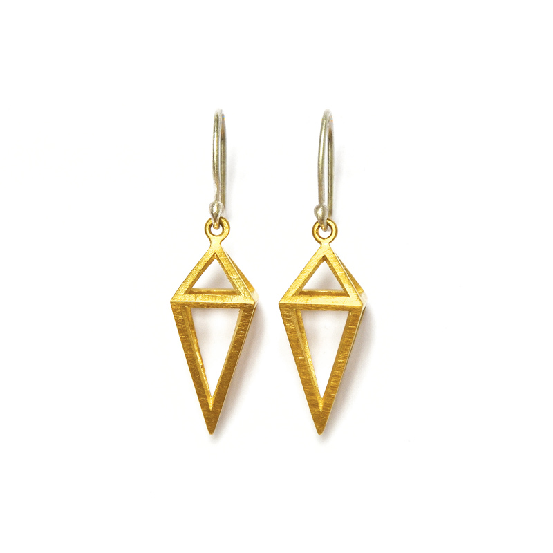 Suspension Earrings, sterling silver, 24ct gold plate, 2016