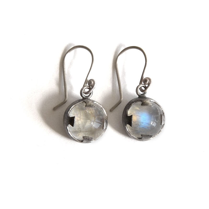 Prophet Earrings, moonstone, sterling silver, 2014