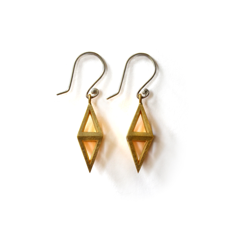 Reflection Earrings, sterling silver, 24ct gold plate, 2015