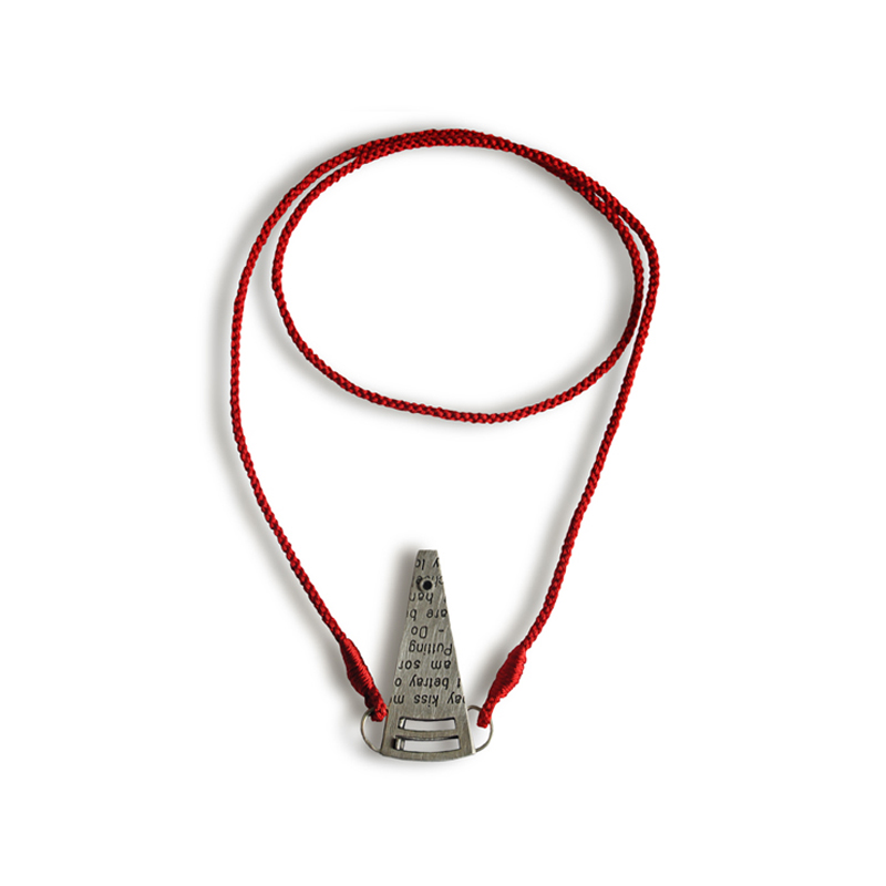 Necessary Communication, pendant, sterling silver, hand plaited silk cord, 2012