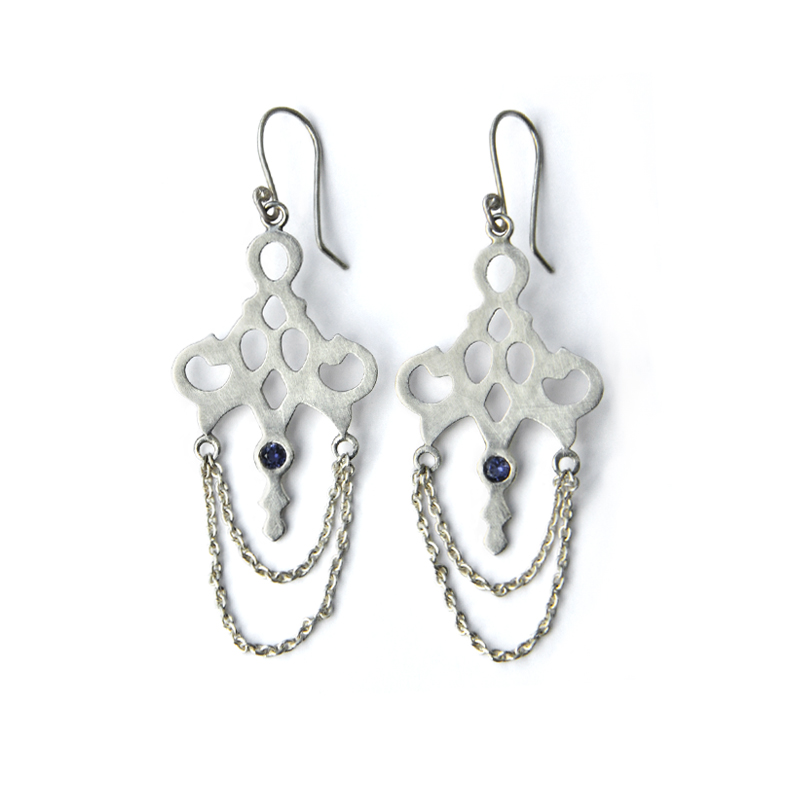 Twilight Earrings, Iolite, sterling silver, 2013