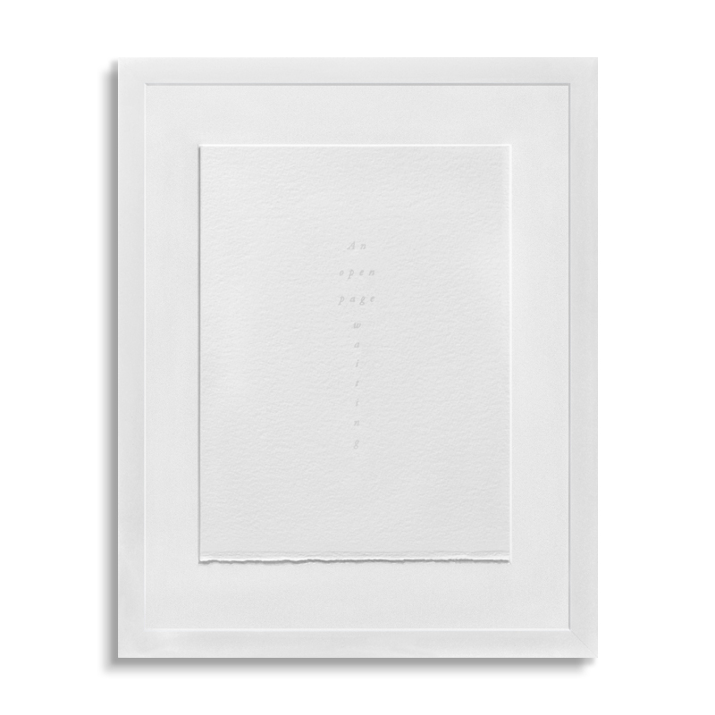 Open Page, Sand-blasted glass, ink on paper, 410 x 330mm (frame size h x w), 2012