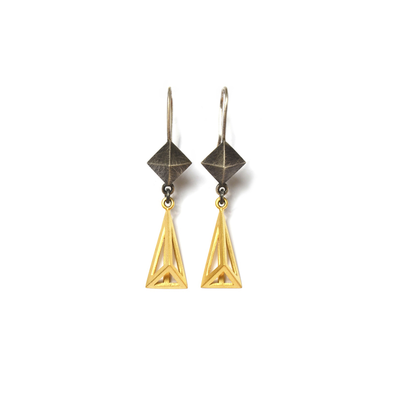 Amplify Earrings, Sterling silver and 24ct gold plate, 2017