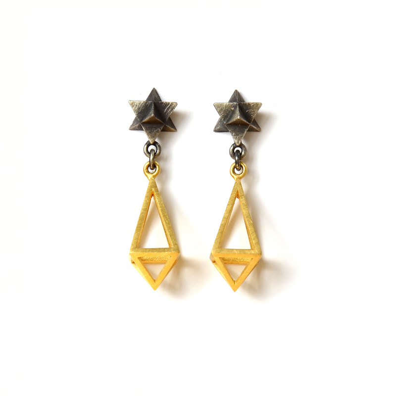 Gateway Studs, Sterling silver and 24ct gold plate, 2017