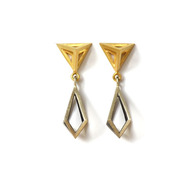 Elemental Studs, Sterling silver and 24ct gold plate, 2017