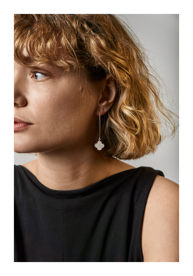 Reverence Earrings (long drop), sterling silver, 2020, Kate Alterio