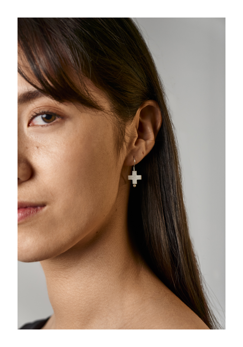 Axis Mundi Earrings, sterling silver, 2020, Kate Alterio