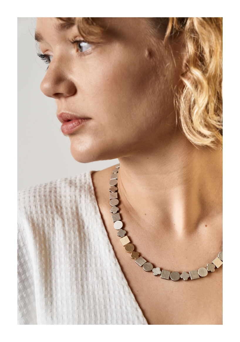 Bridge Between Worlds Necklace, sterling silver, 9ct gold, 2020, Kate Alterio