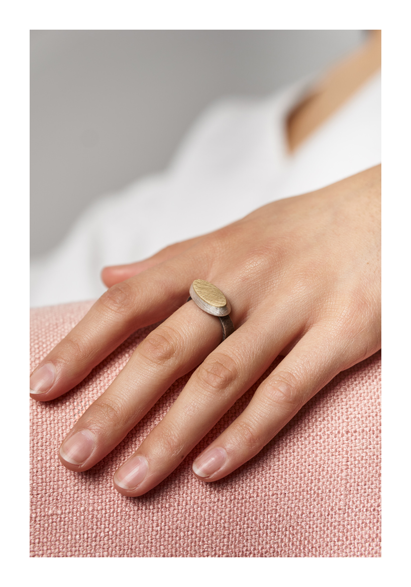 Stepping Stone Ring, sterling silver, 18ct gold, 2020, Kate Alterio