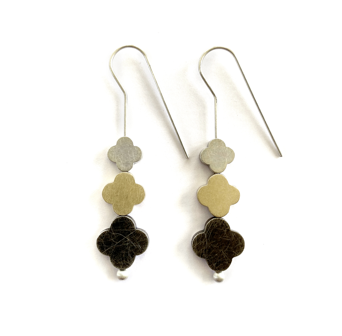 Turning Seasons Trio Earrings, sterling silver, 9ct gold, 2020, Kate Alterio